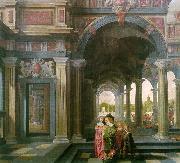 DELEN, Dirck van Palace Courtyard with Figures df oil painting reproduction